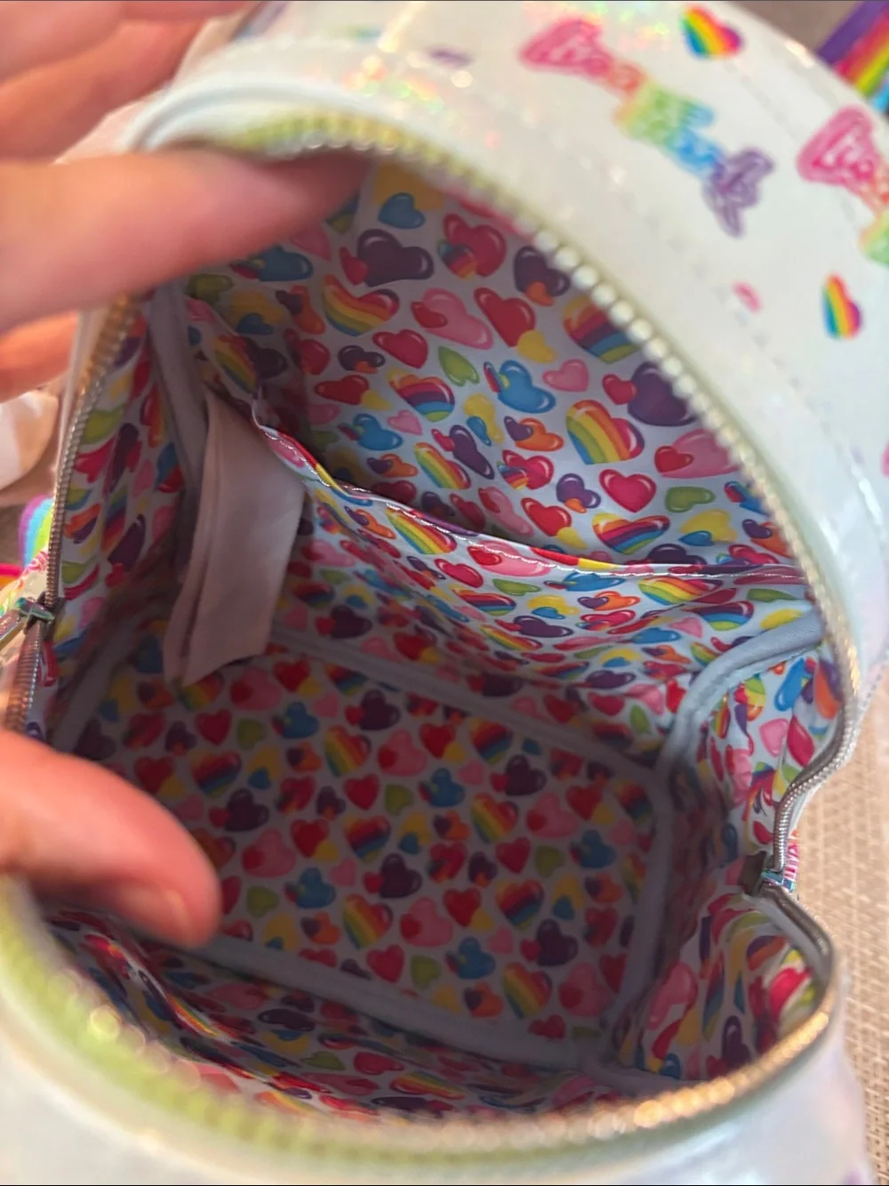 Lisa Frank White Mini Backpack with Rainbow Heart Front Pocket